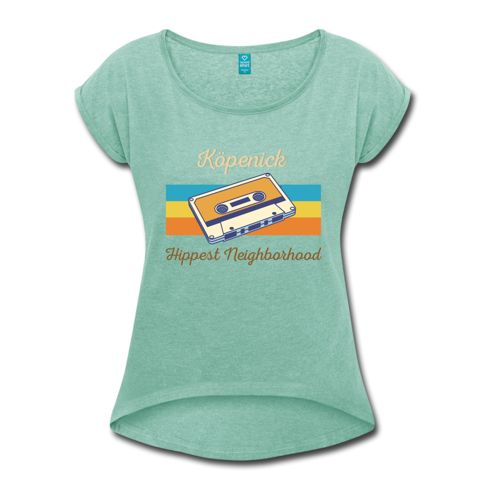 Köpenick Hippest Neighborhood - Frauen T-Shirt mit gerollten Ärmeln - heather mint