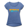 Neukölln Berlin Retro - Frauen T-Shirt mit gerollten Ärmeln - heather denim