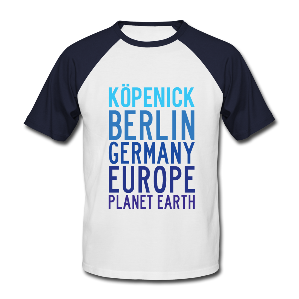 Köpenick Planet Earth - Männer Baseball T-Shirt - white/navy
