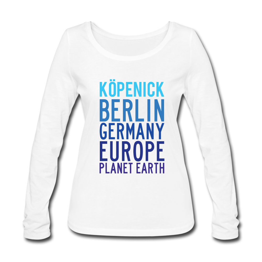 Köpenick Planet Earth - Frauen Bio Langarmshirt - white