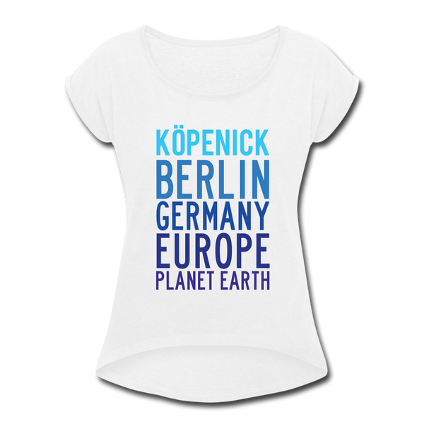 Köpenick Planet Earth - Frauen T-Shirt mit gerollten Ärmeln - white