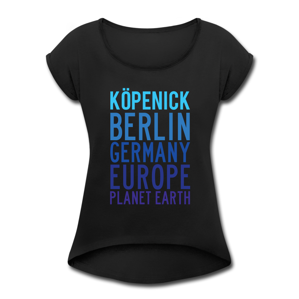 Köpenick Planet Earth - Frauen T-Shirt mit gerollten Ärmeln - black