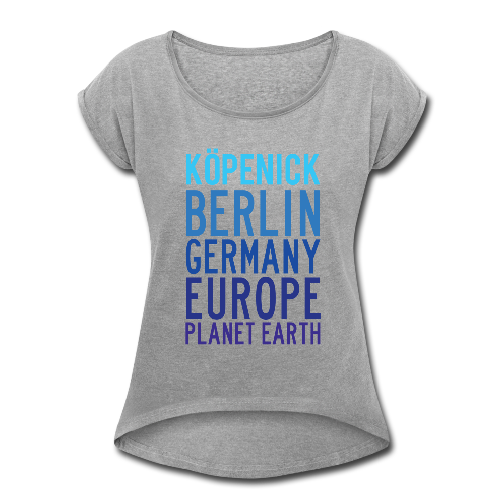 Köpenick Planet Earth - Frauen T-Shirt mit gerollten Ärmeln - heather grey