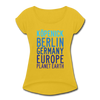 Köpenick Planet Earth - Frauen T-Shirt mit gerollten Ärmeln - mustard yellow