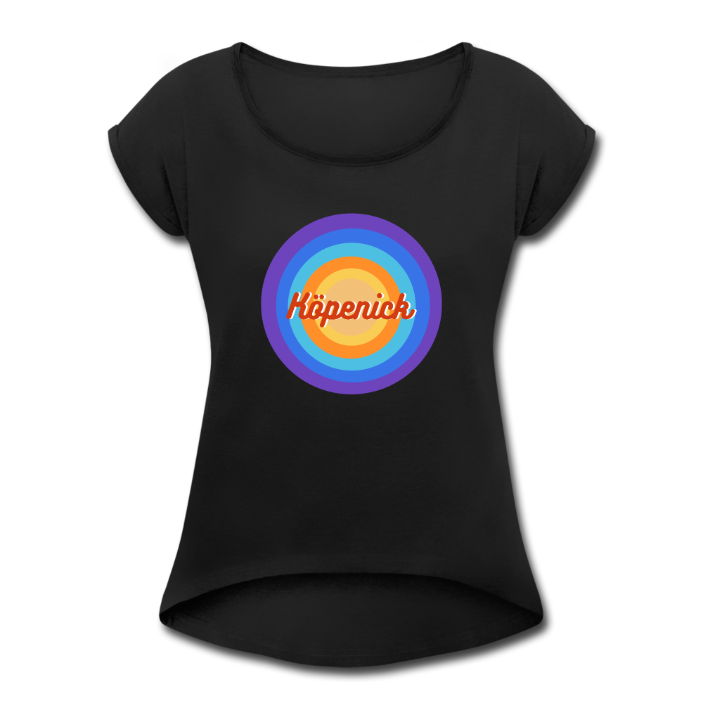 Köpenick Retro - Frauen T-Shirt mit gerollten Ärmeln - black