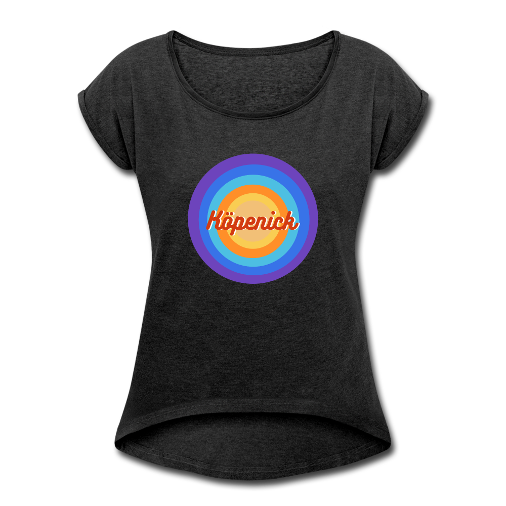 Köpenick Retro - Frauen T-Shirt mit gerollten Ärmeln - heather black