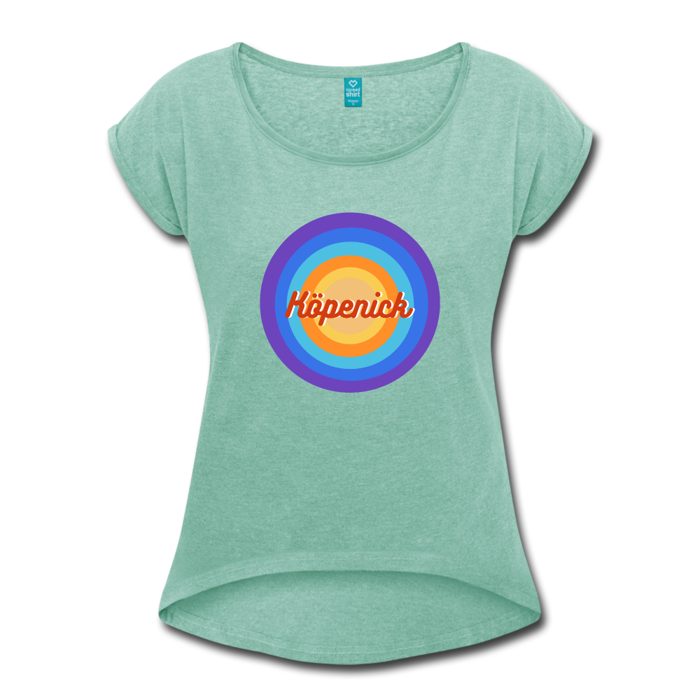 Köpenick Retro - Frauen T-Shirt mit gerollten Ärmeln - heather mint