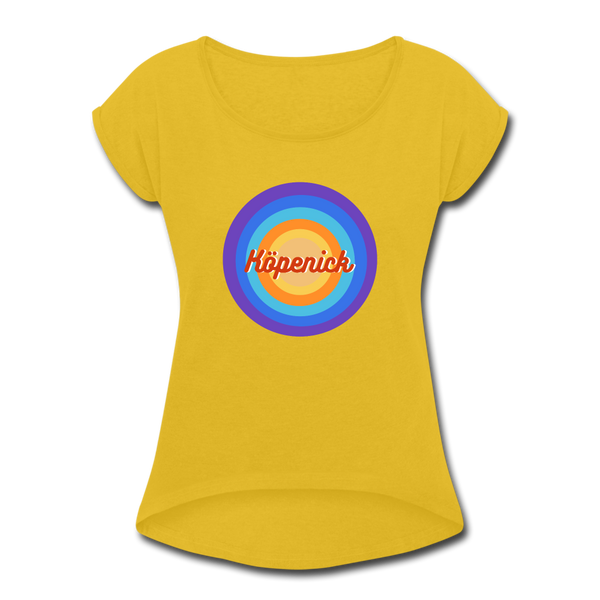 Köpenick Retro - Frauen T-Shirt mit gerollten Ärmeln - mustard yellow