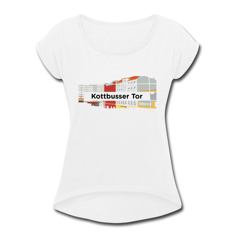 Kottbusser Tor - Frauen T-Shirt mit gerollten Ärmeln - white