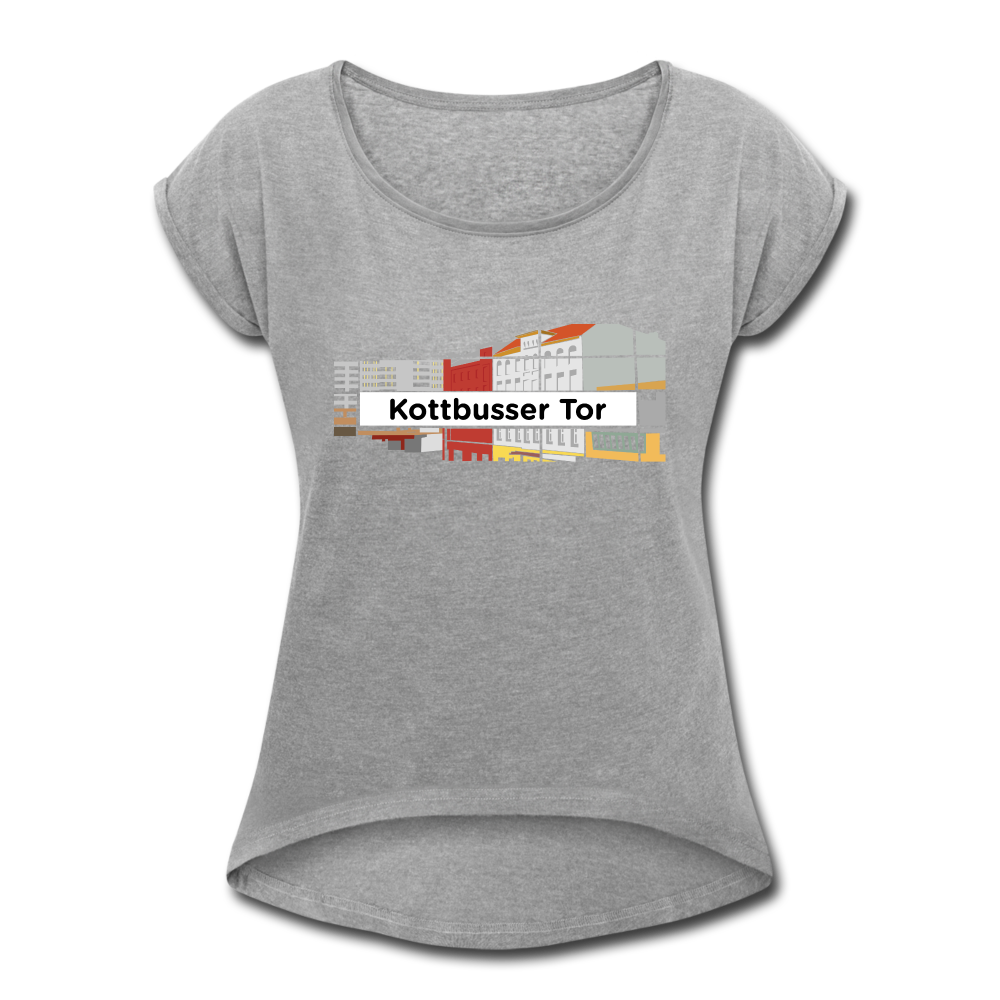 Kottbusser Tor - Frauen T-Shirt mit gerollten Ärmeln - heather grey