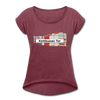 Kottbusser Tor - Frauen T-Shirt mit gerollten Ärmeln - heather burgundy