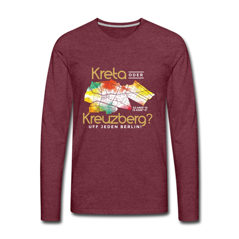 Kreta oder Kreuzberg - Männer Premium Langamshirt - heather burgundy