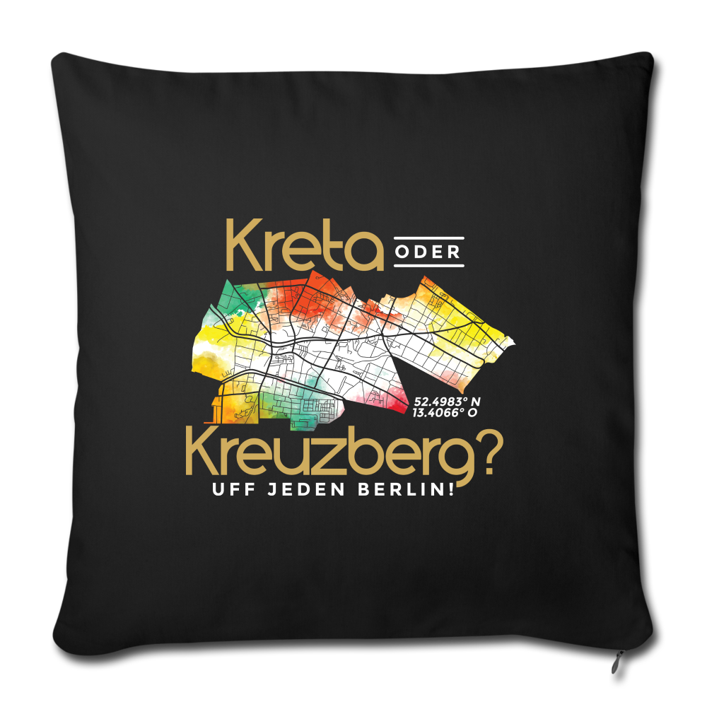 Kreta oder Kreuzberg - Sofakissen mit Füllung (45 x 45 cm) - black