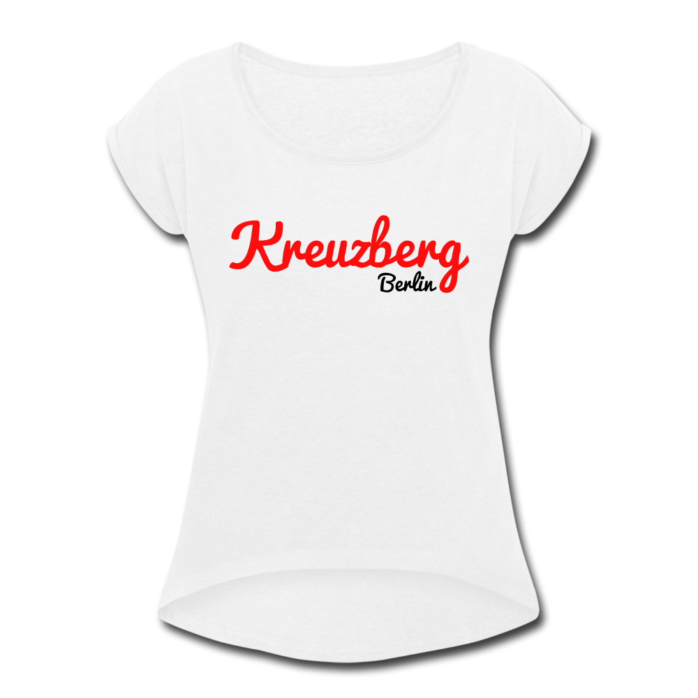 Kreuzberg Berlin - Frauen T-Shirt mit gerollten Ärmeln - white