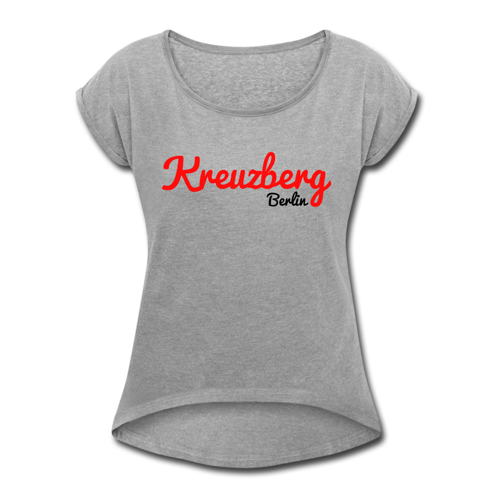 Kreuzberg Berlin - Frauen T-Shirt mit gerollten Ärmeln - heather grey