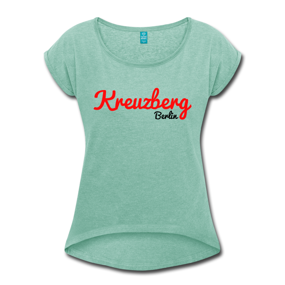 Kreuzberg Berlin - Frauen T-Shirt mit gerollten Ärmeln - heather mint
