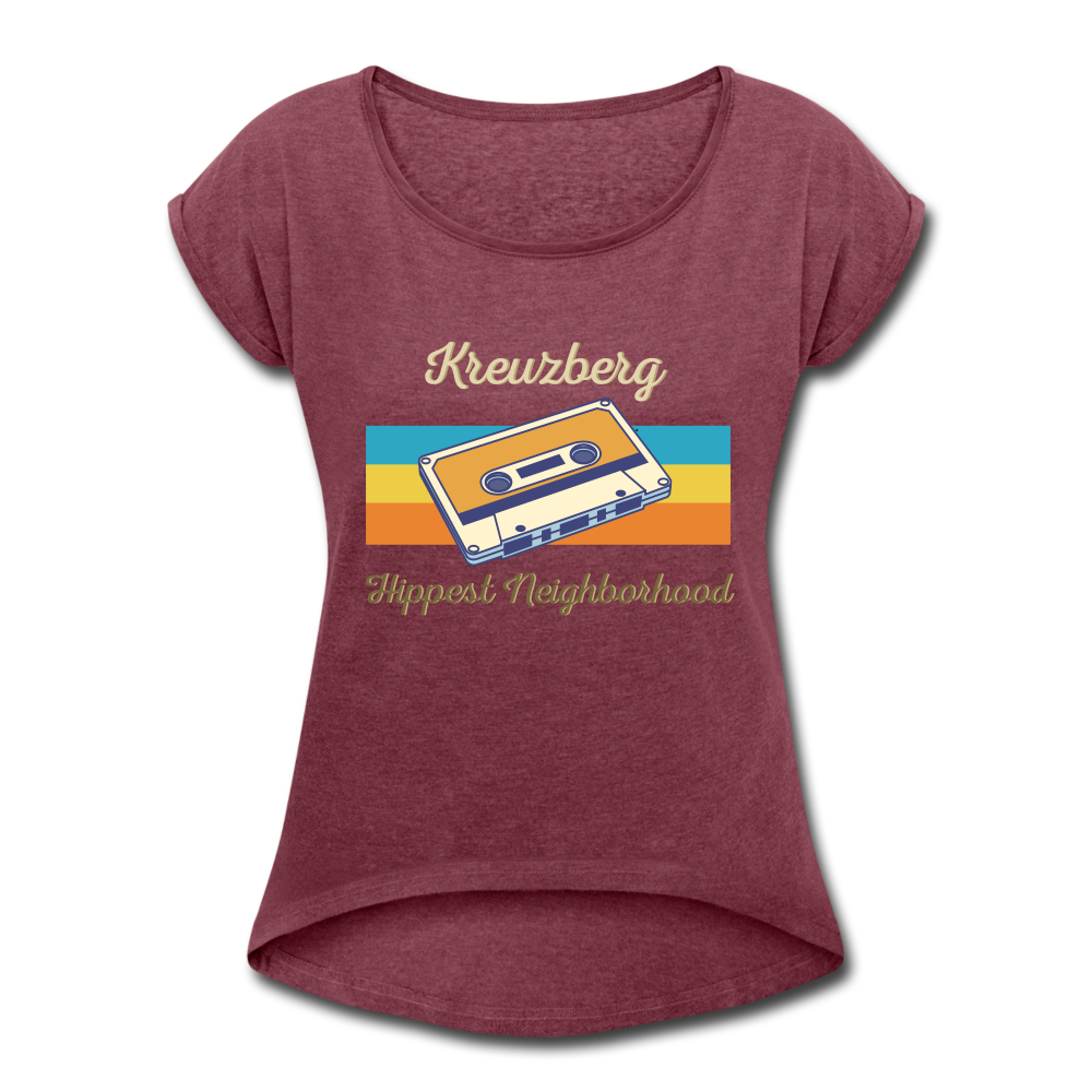 Kreuzberg Hippest Neighborhood - Frauen T-Shirt mit gerollten Ärmeln - heather burgundy