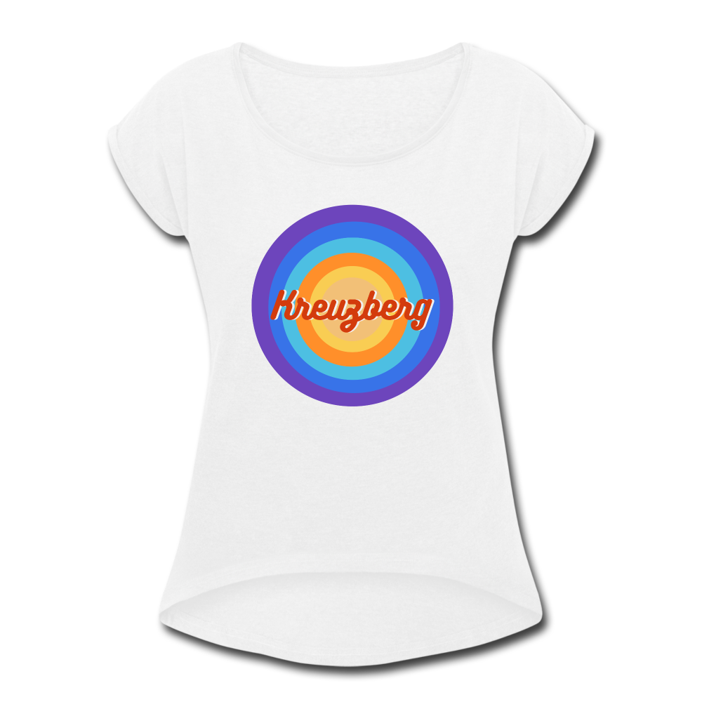 Kreuzberg Retro - Frauen T-Shirt mit gerollten Ärmeln - white