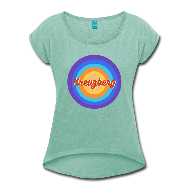 Kreuzberg Retro - Frauen T-Shirt mit gerollten Ärmeln - heather mint