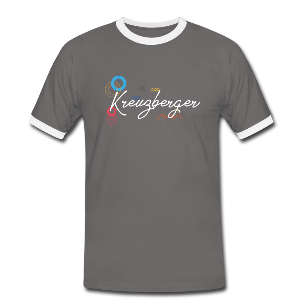 Kreuzberger - Männer Ringer T-Shirt - dark grey/white