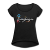 Kreuzbergerin - Frauen T-Shirt mit gerollten Ärmeln - black