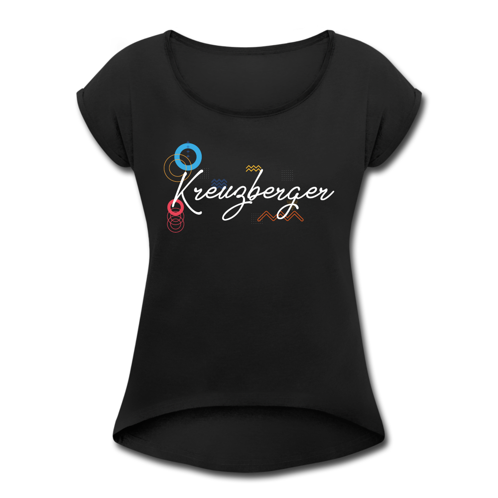 Kreuzbergerin - Frauen T-Shirt mit gerollten Ärmeln - black