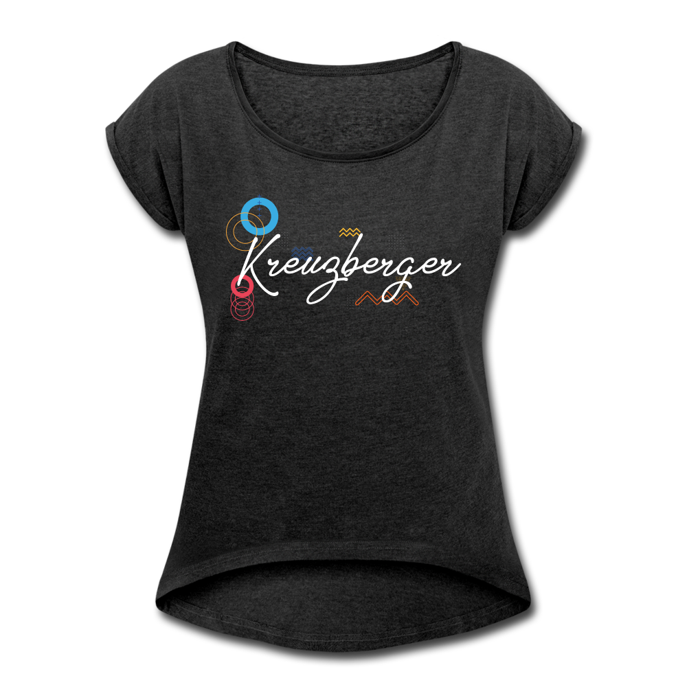 Kreuzbergerin - Frauen T-Shirt mit gerollten Ärmeln - heather black