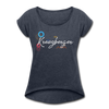 Kreuzbergerin - Frauen T-Shirt mit gerollten Ärmeln - heather navy