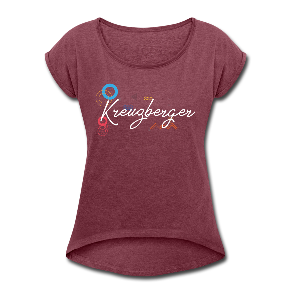 Kreuzbergerin - Frauen T-Shirt mit gerollten Ärmeln - heather burgundy