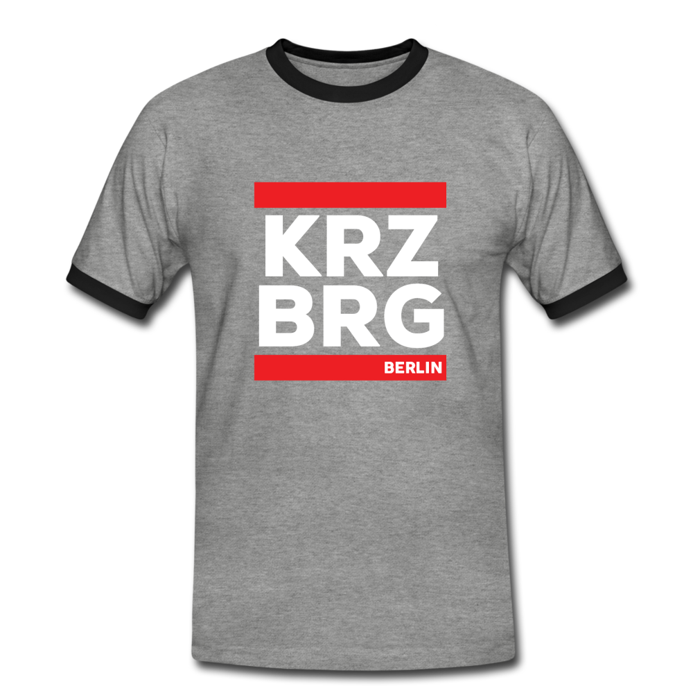 KRZBRG - Männer Ringer T-Shirt - heather grey/black