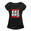 KRZBRG - Frauen T-Shirt mit gerollten Ärmeln - black