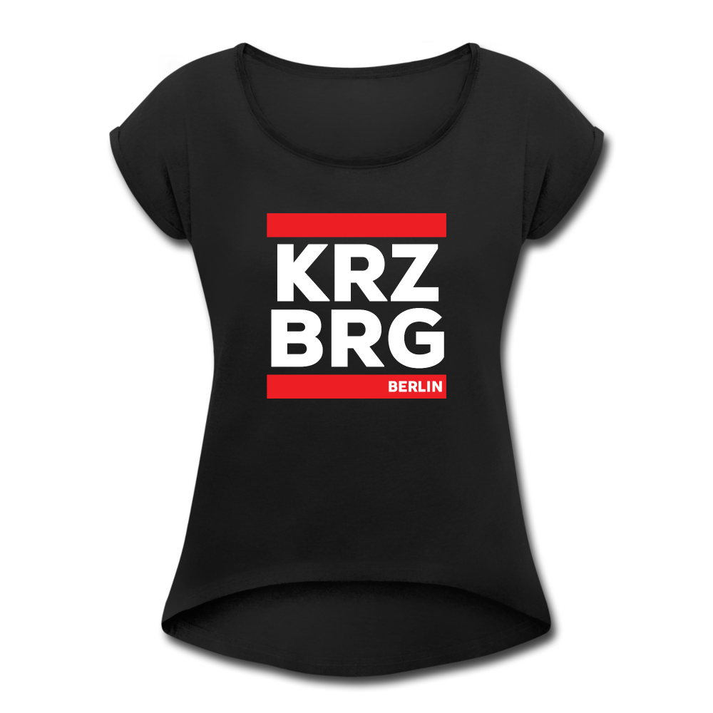 KRZBRG - Frauen T-Shirt mit gerollten Ärmeln - black