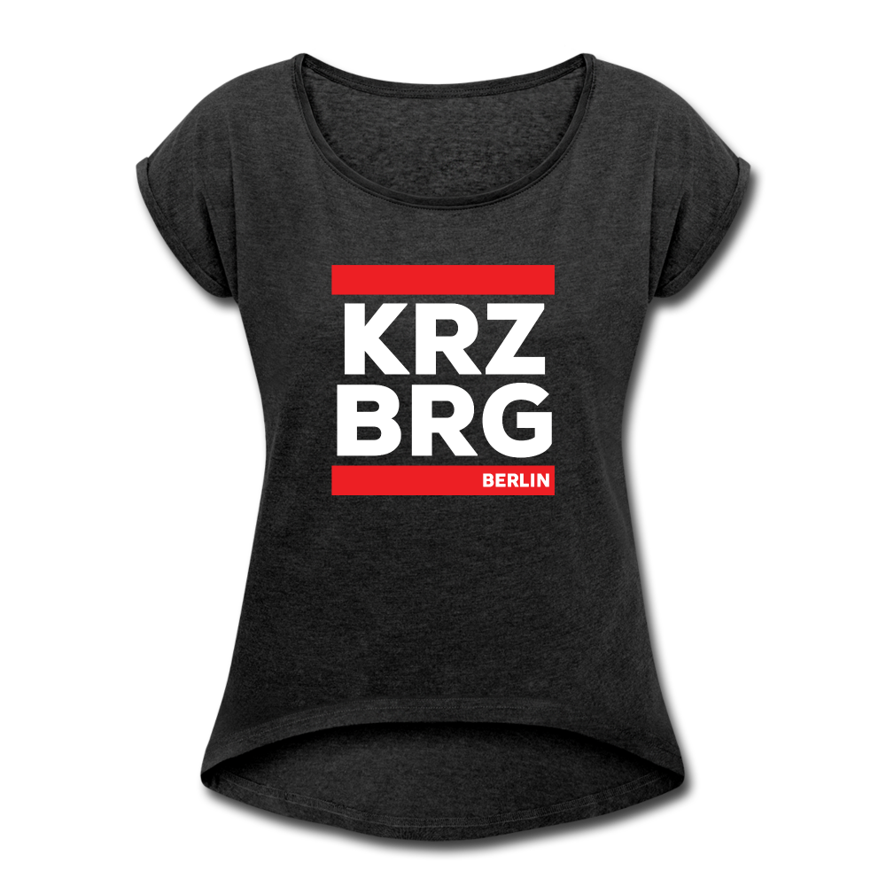KRZBRG - Frauen T-Shirt mit gerollten Ärmeln - heather black