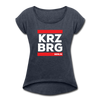 KRZBRG - Frauen T-Shirt mit gerollten Ärmeln - heather navy
