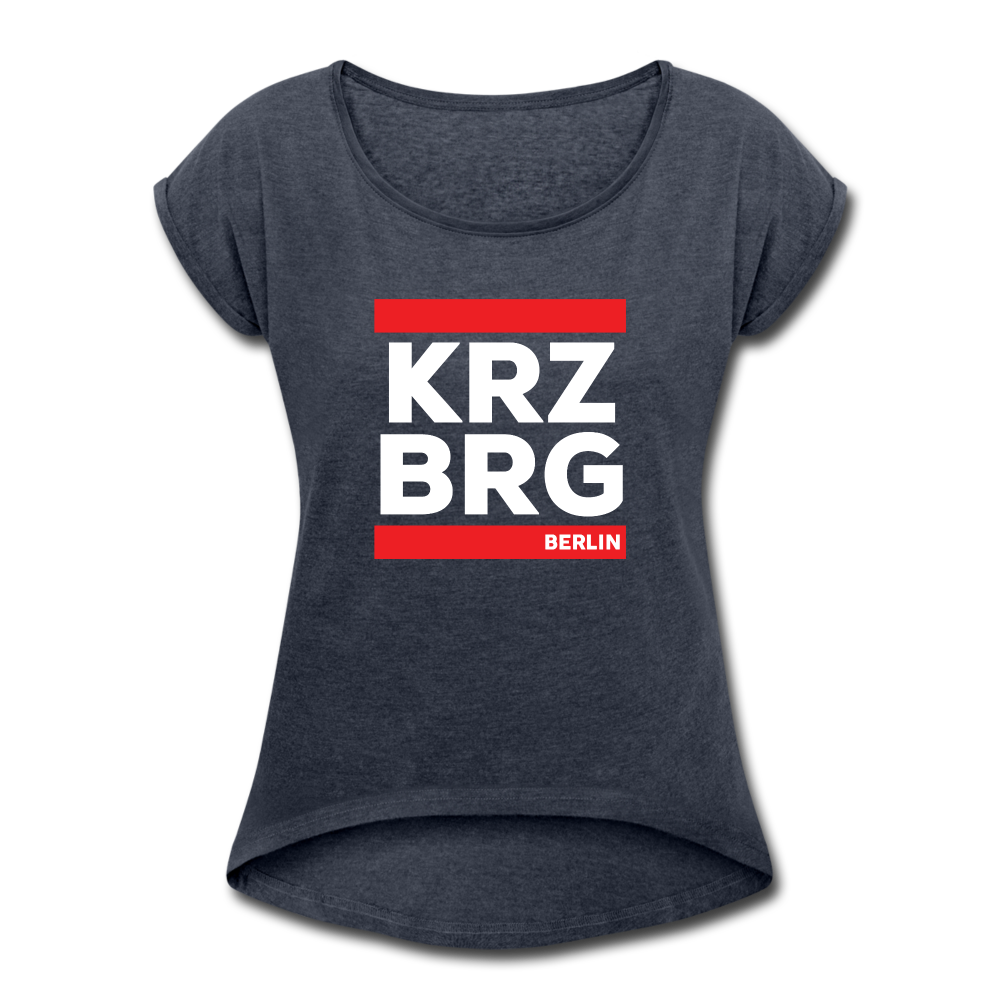 KRZBRG - Frauen T-Shirt mit gerollten Ärmeln - heather navy