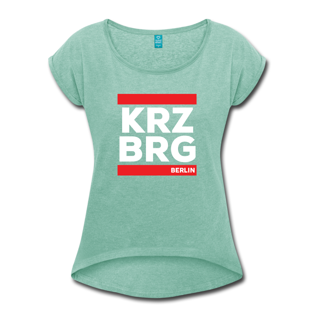 KRZBRG - Frauen T-Shirt mit gerollten Ärmeln - heather mint