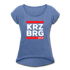 KRZBRG - Frauen T-Shirt mit gerollten Ärmeln - heather denim