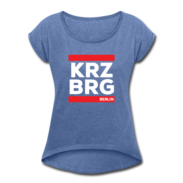 KRZBRG - Frauen T-Shirt mit gerollten Ärmeln - heather denim