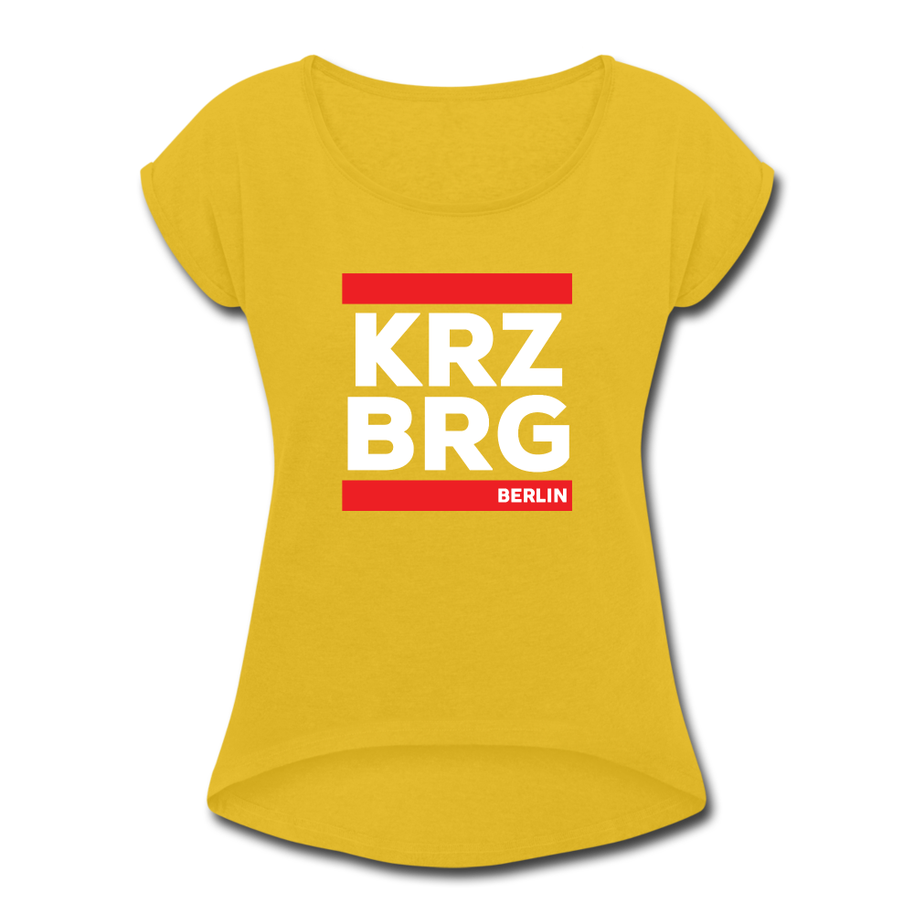 KRZBRG - Frauen T-Shirt mit gerollten Ärmeln - mustard yellow