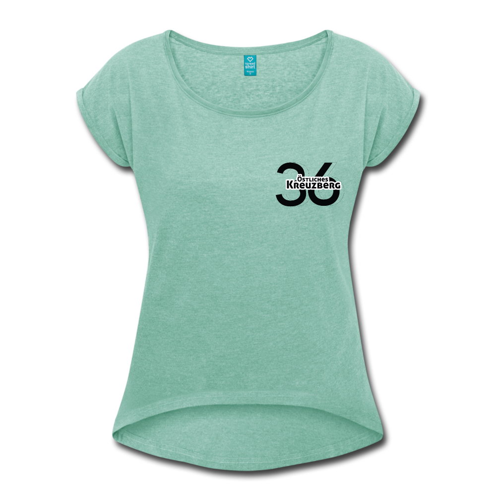 Östliches kreuzberg - Frauen T-Shirt mit gerollten Ärmeln - heather mint