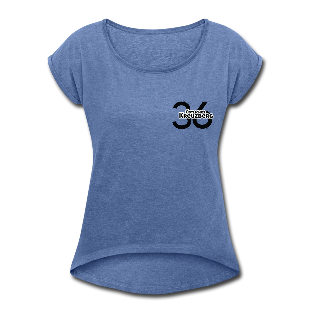 Östliches kreuzberg - Frauen T-Shirt mit gerollten Ärmeln - heather denim