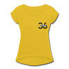 Östliches kreuzberg - Frauen T-Shirt mit gerollten Ärmeln - mustard yellow