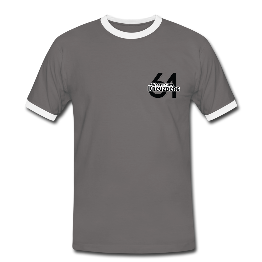 Westliches Kreuzberg  - Männer Ringer T-Shirt - dark grey/white