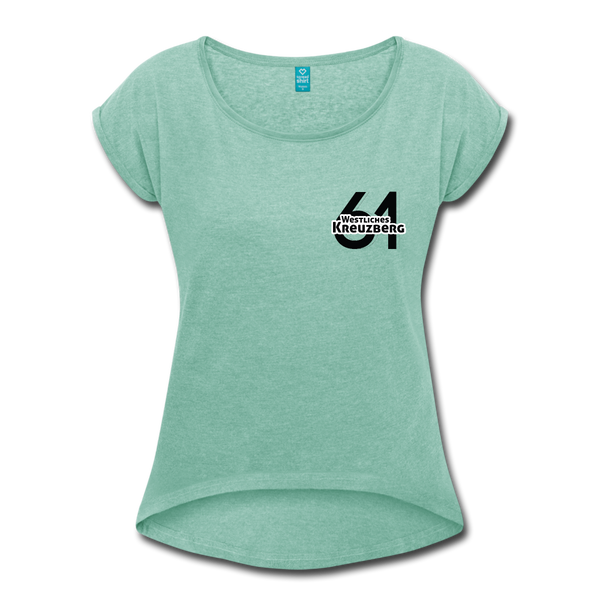 Westliches Kreuzberg  - Frauen T-Shirt mit gerollten Ärmeln - heather mint