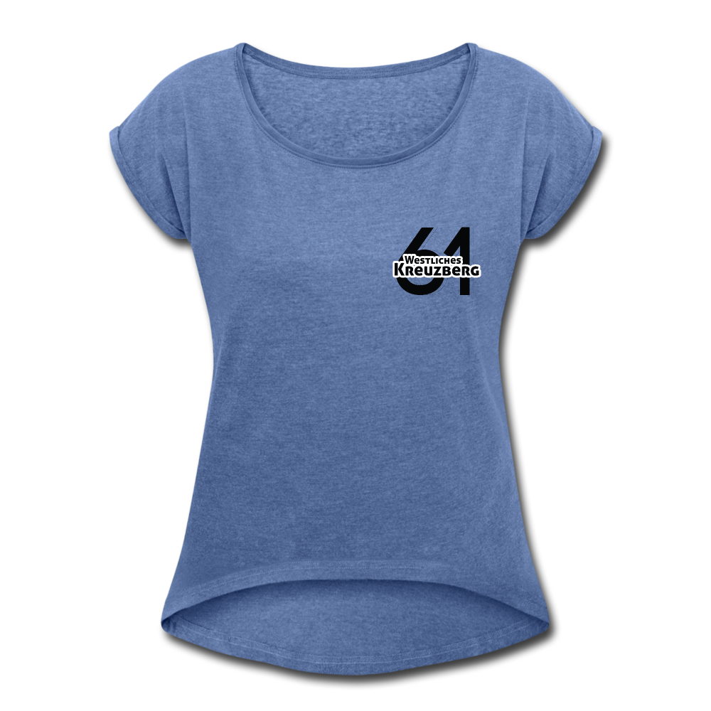 Westliches Kreuzberg  - Frauen T-Shirt mit gerollten Ärmeln - heather denim