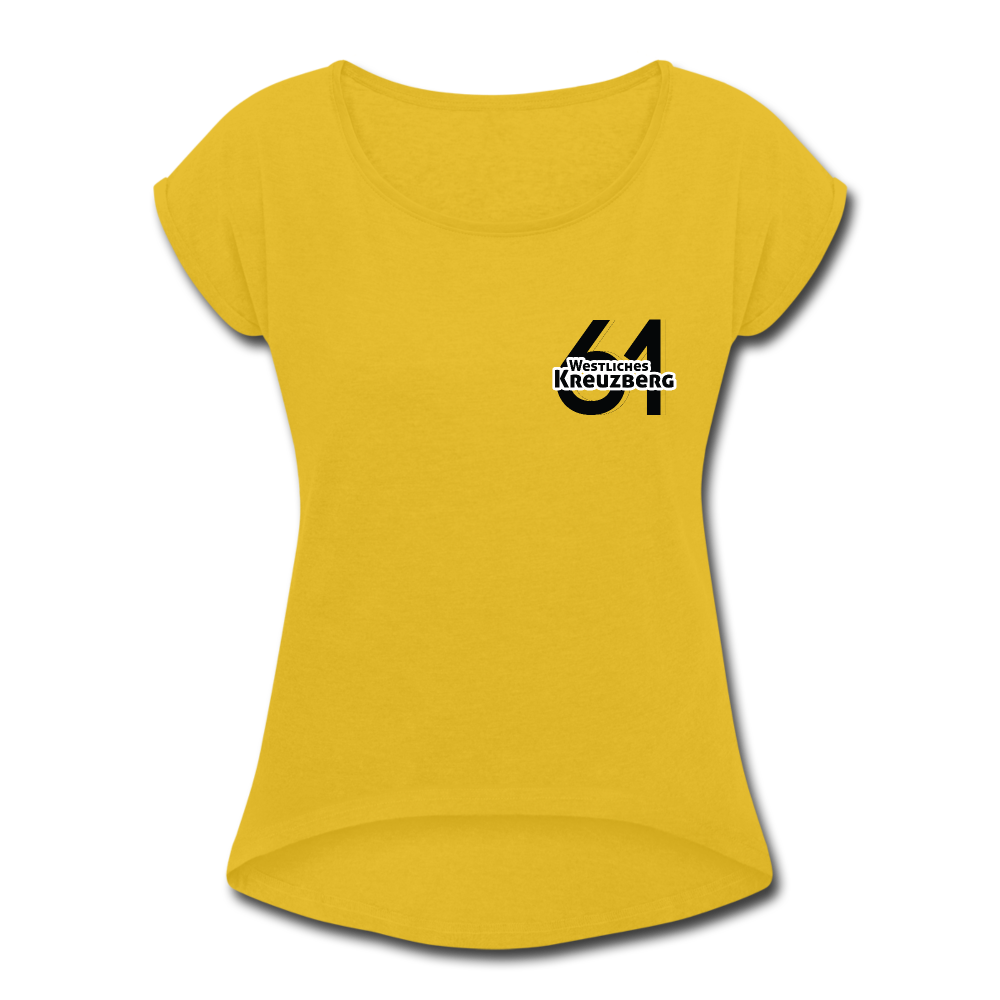 Westliches Kreuzberg  - Frauen T-Shirt mit gerollten Ärmeln - mustard yellow