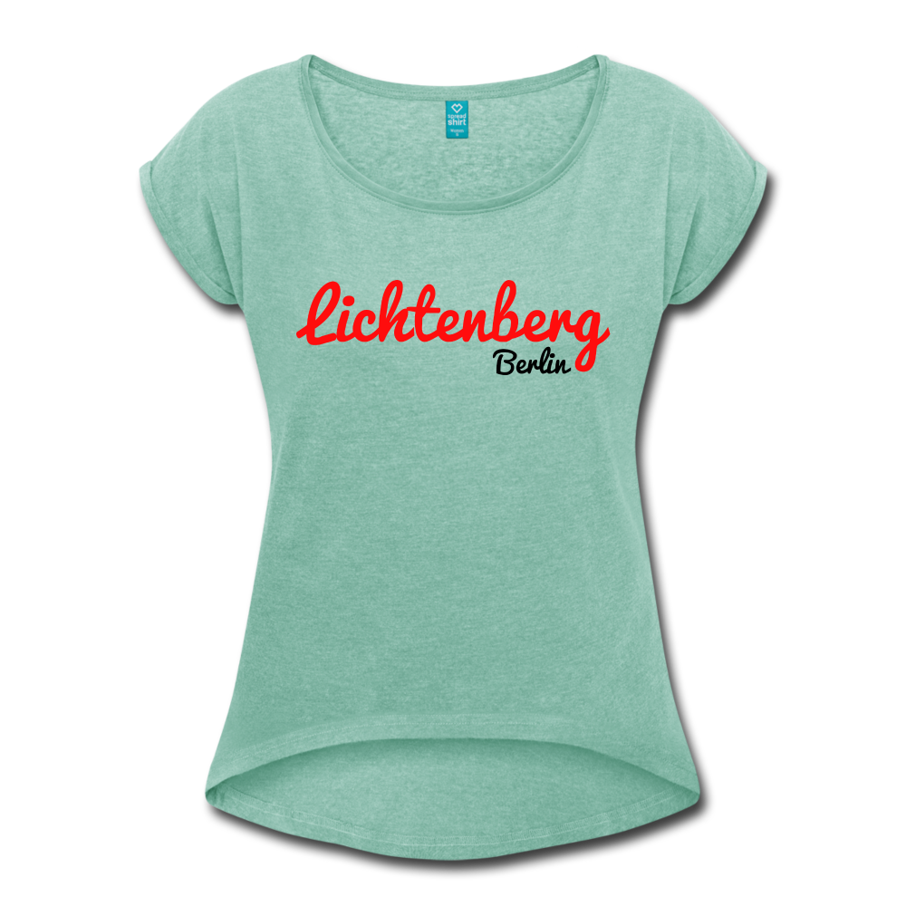 Lichtenberg Berlin - Frauen T-Shirt mit gerollten Ärmeln - heather mint