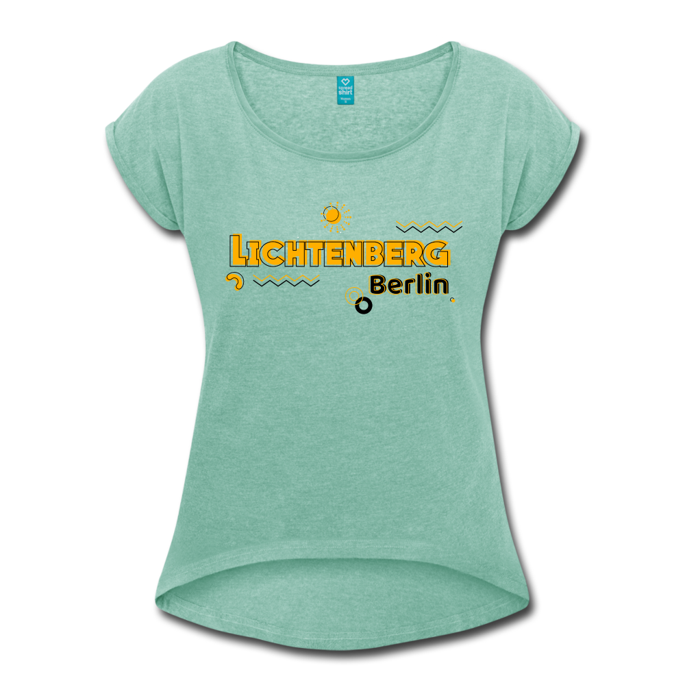 Lichtenberg - Frauen T-Shirt mit gerollten Ärmeln - heather mint