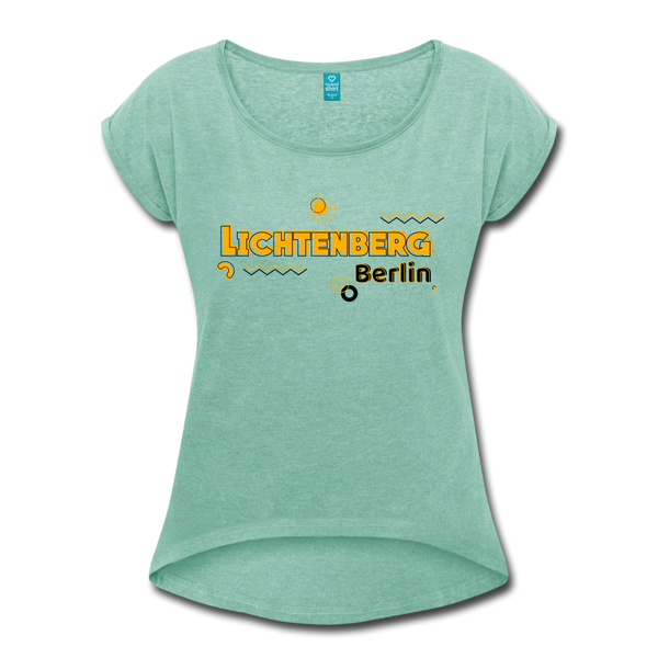 Lichtenberg - Frauen T-Shirt mit gerollten Ärmeln - heather mint