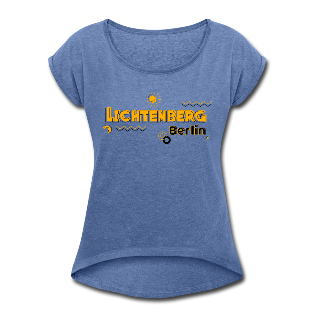 Lichtenberg - Frauen T-Shirt mit gerollten Ärmeln - heather denim